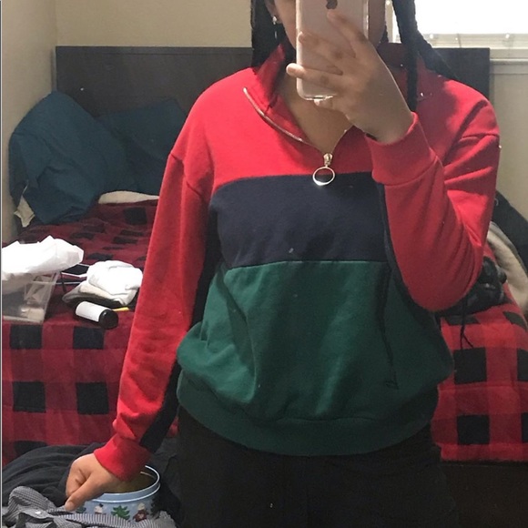 red, blue, and green sweater - Picture 2 of 6